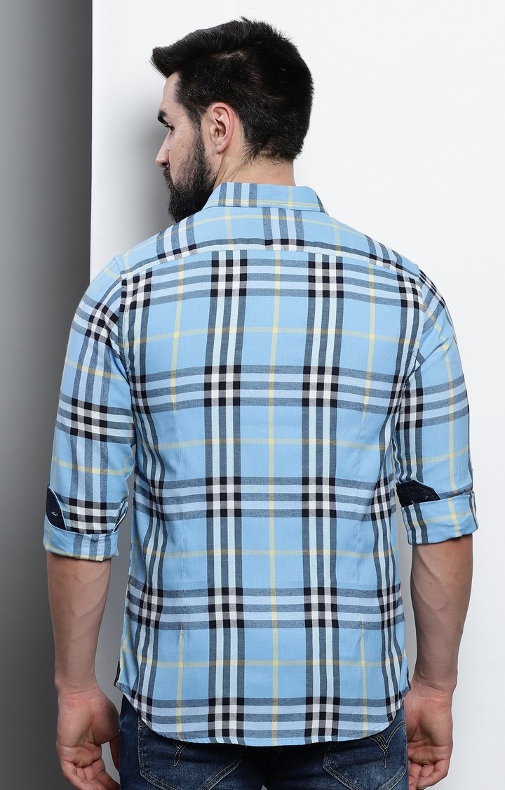 Men's Blue Checked Casual Shirt