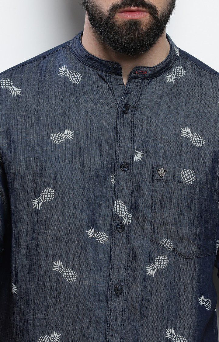 Men's Grey Printed Casual Shirt