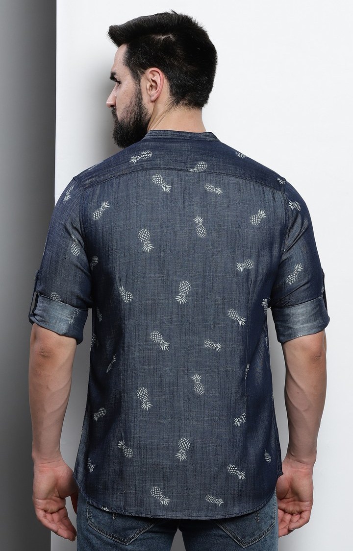 Men's Grey Printed Casual Shirt