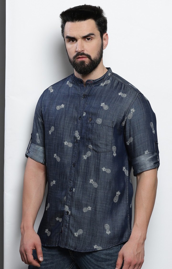 Men's Grey Printed Casual Shirt