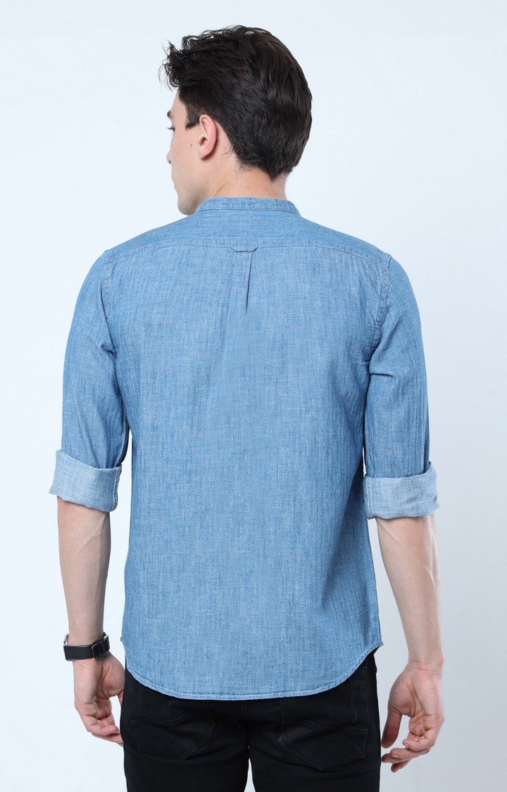 Men's Blue Solid Casual Shirt