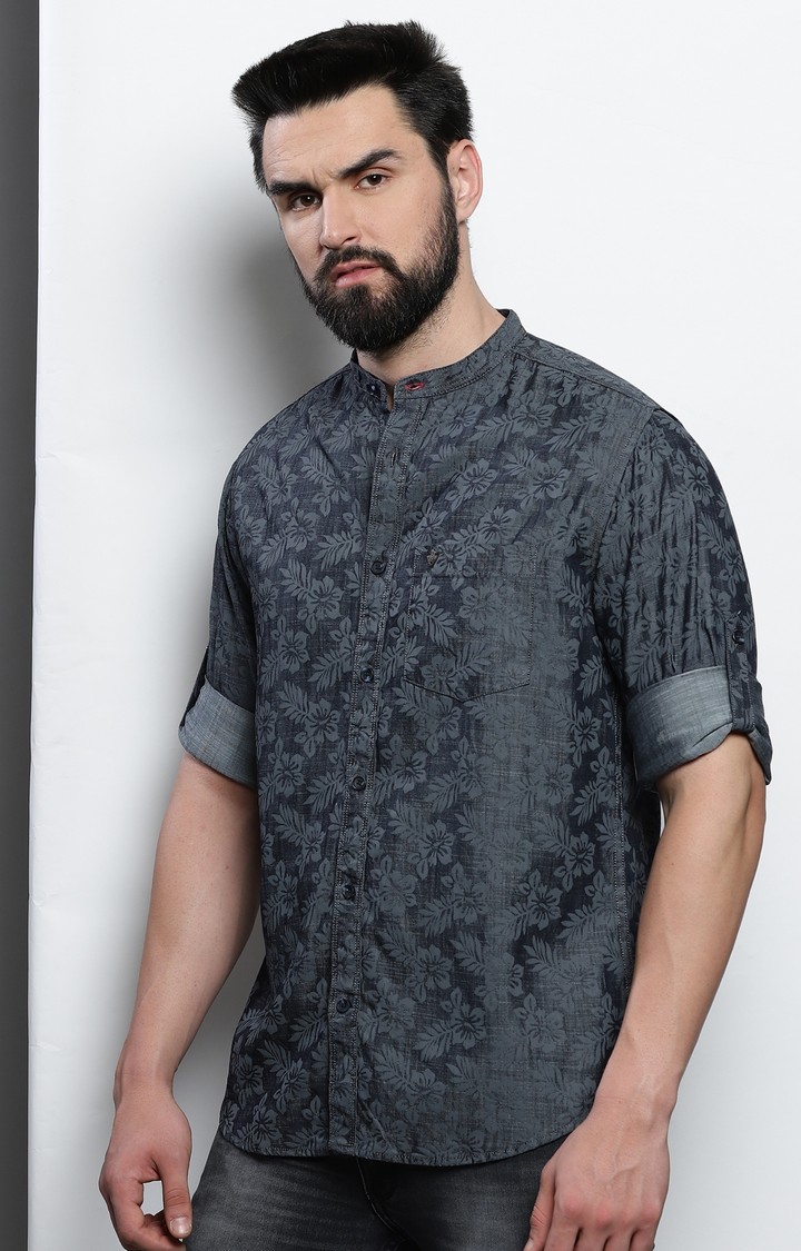 Men's Grey Printed Casual Shirt