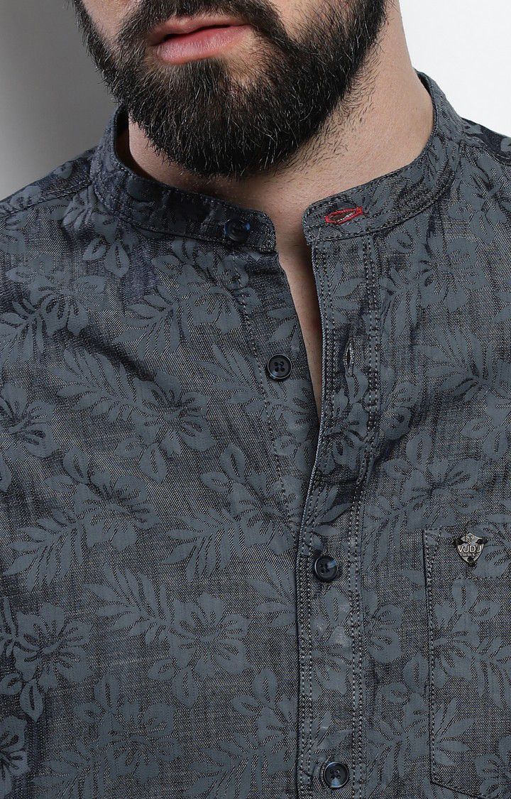 Men's Grey Printed Casual Shirt