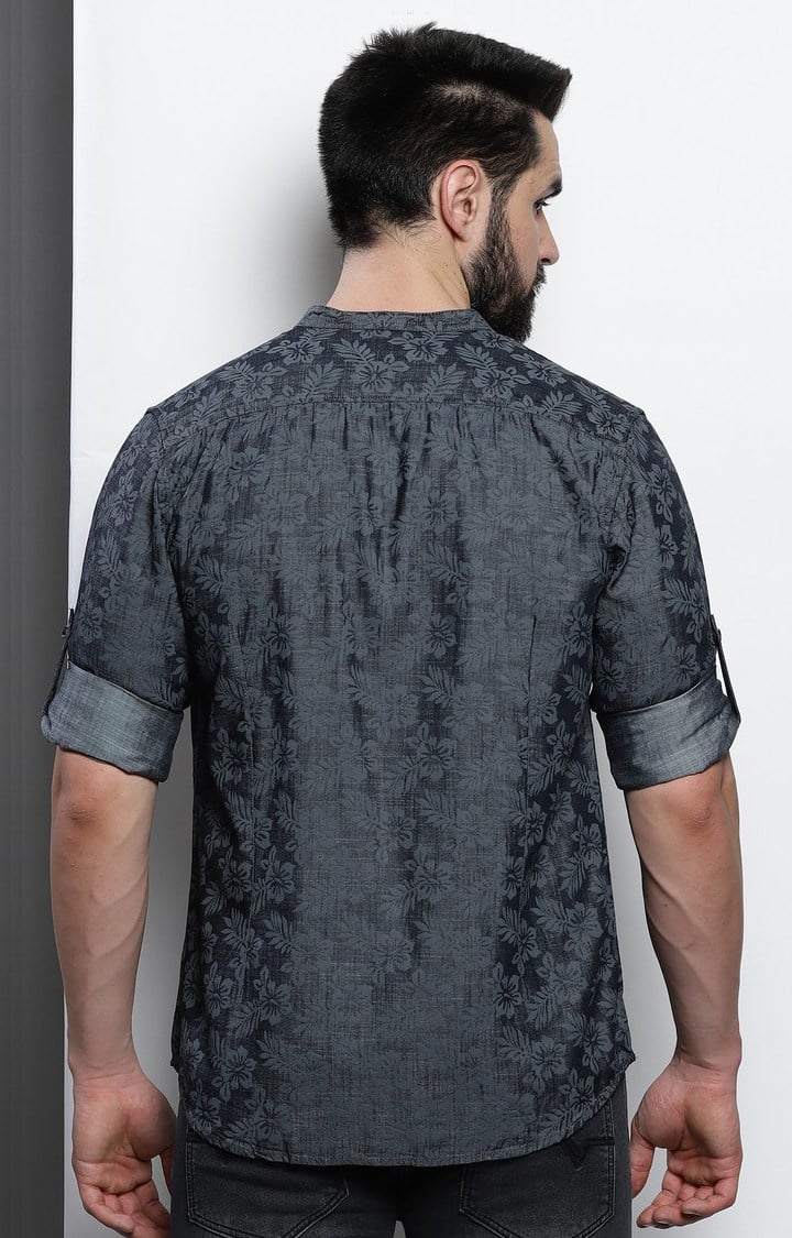 Men's Grey Printed Casual Shirt