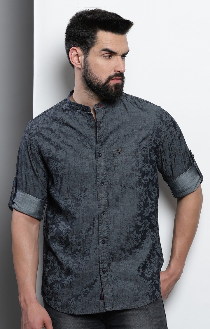 Men's Grey Printed Casual Shirt