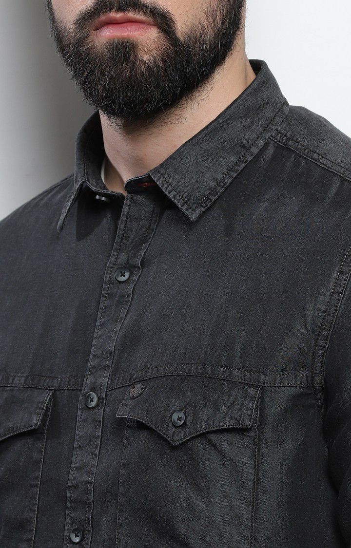 Men's Grey Solid Casual Shirt