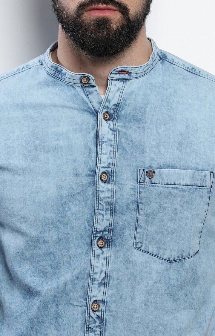 Men's Blue Solid Casual Shirt