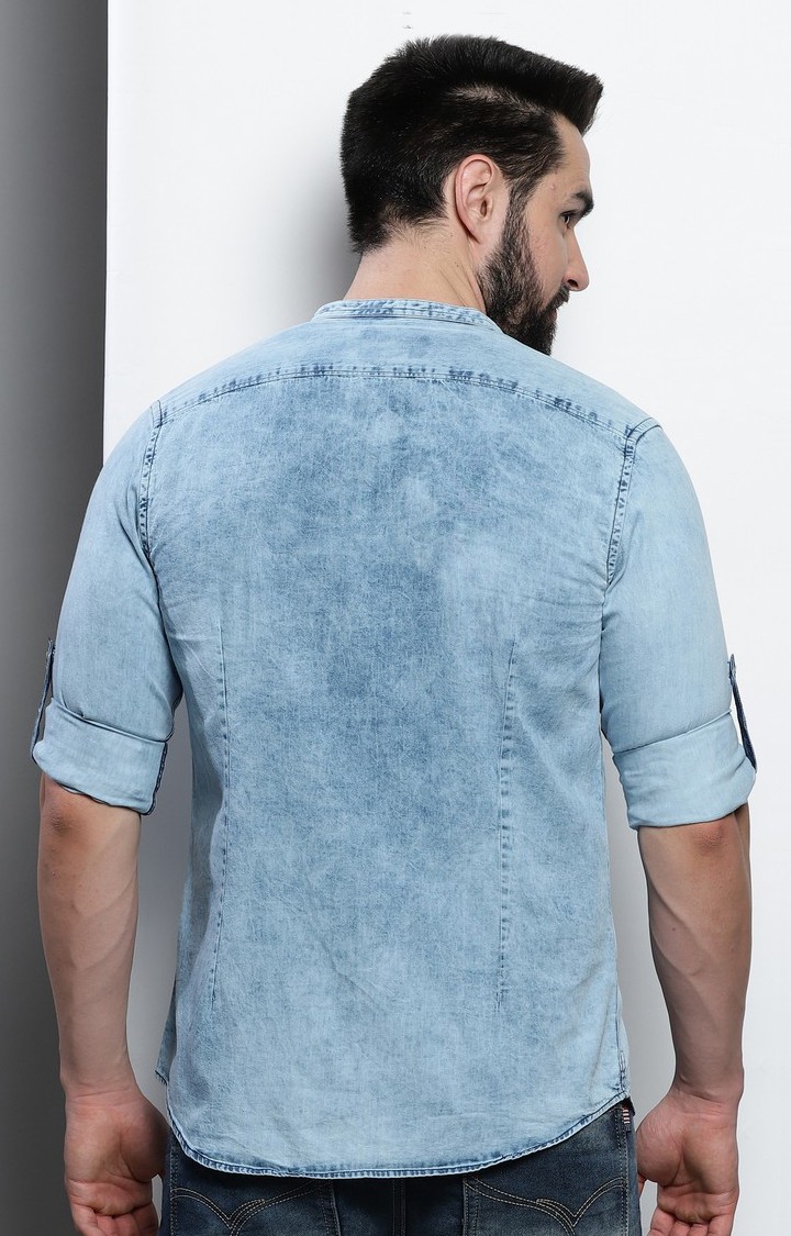 Men's Blue Solid Casual Shirt