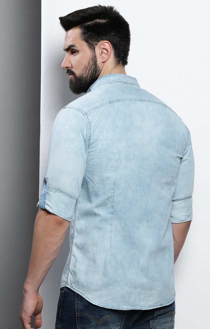 Men's Blue Solid Casual Shirt