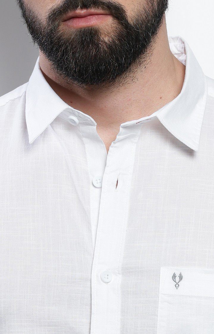 Men's White Solid Casual Shirt