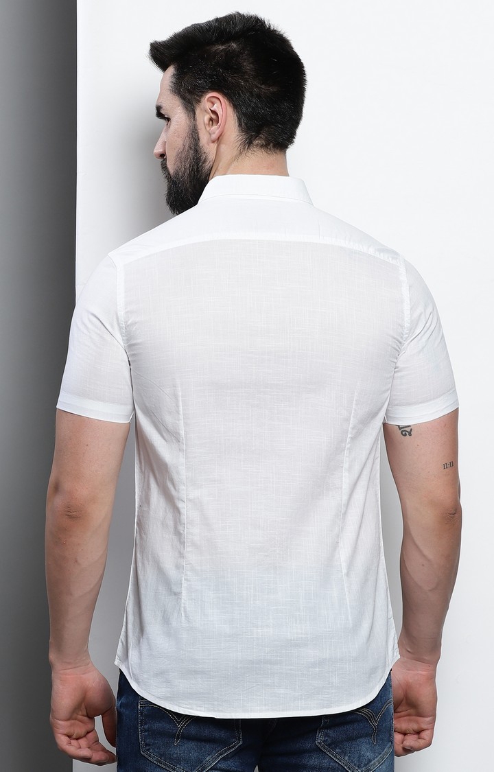 Men's White Solid Casual Shirt