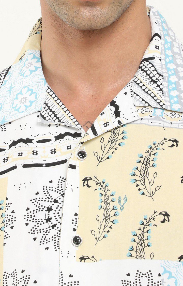 Men's White Printed Casual Shirt