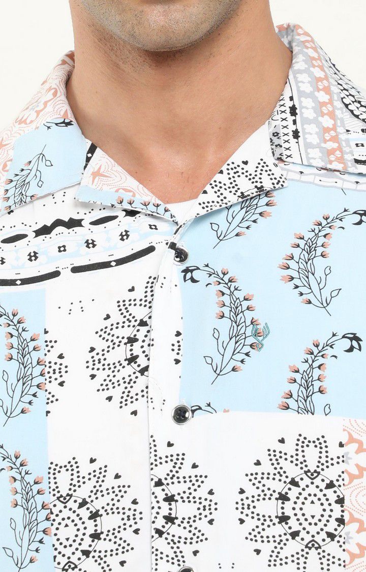 Men's White Printed Casual Shirt