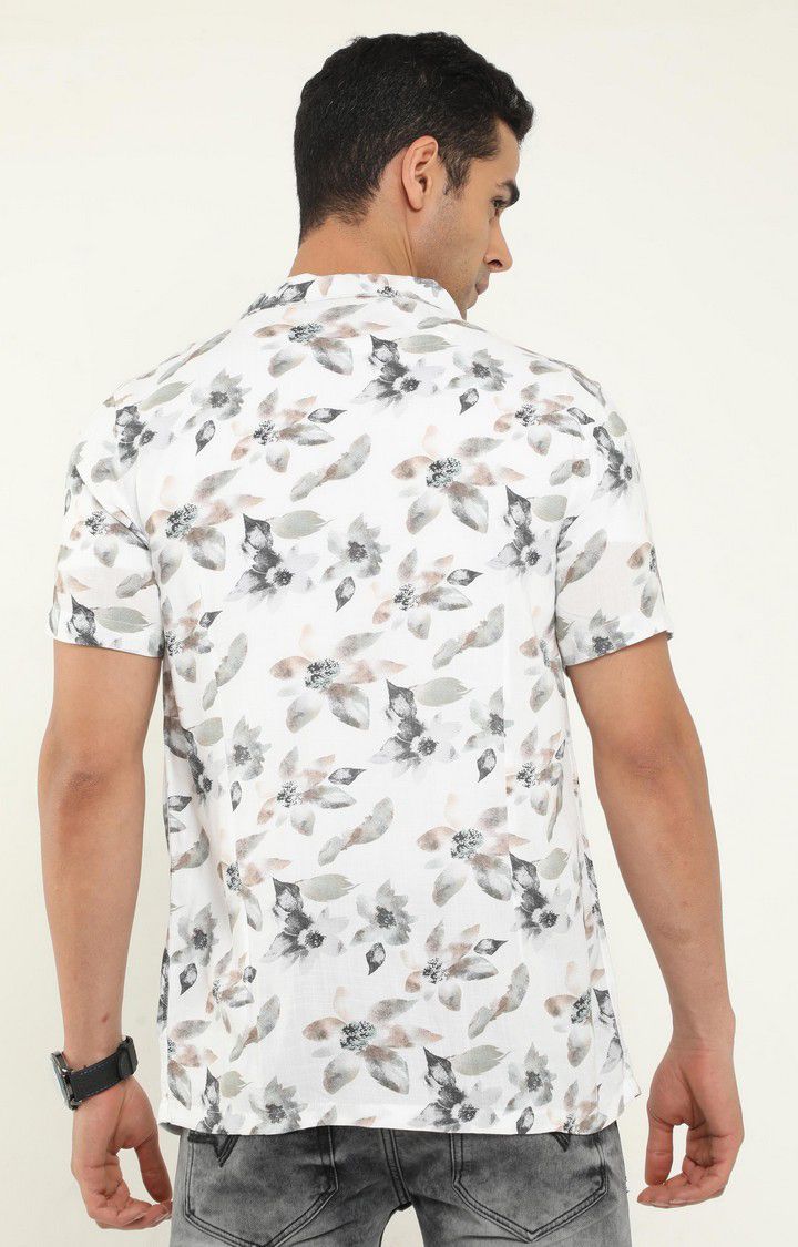 Men's White Printed Casual Shirt