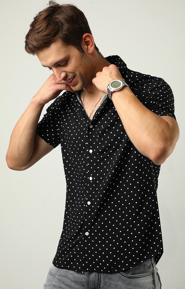 Men's Black Printed Casual Shirt