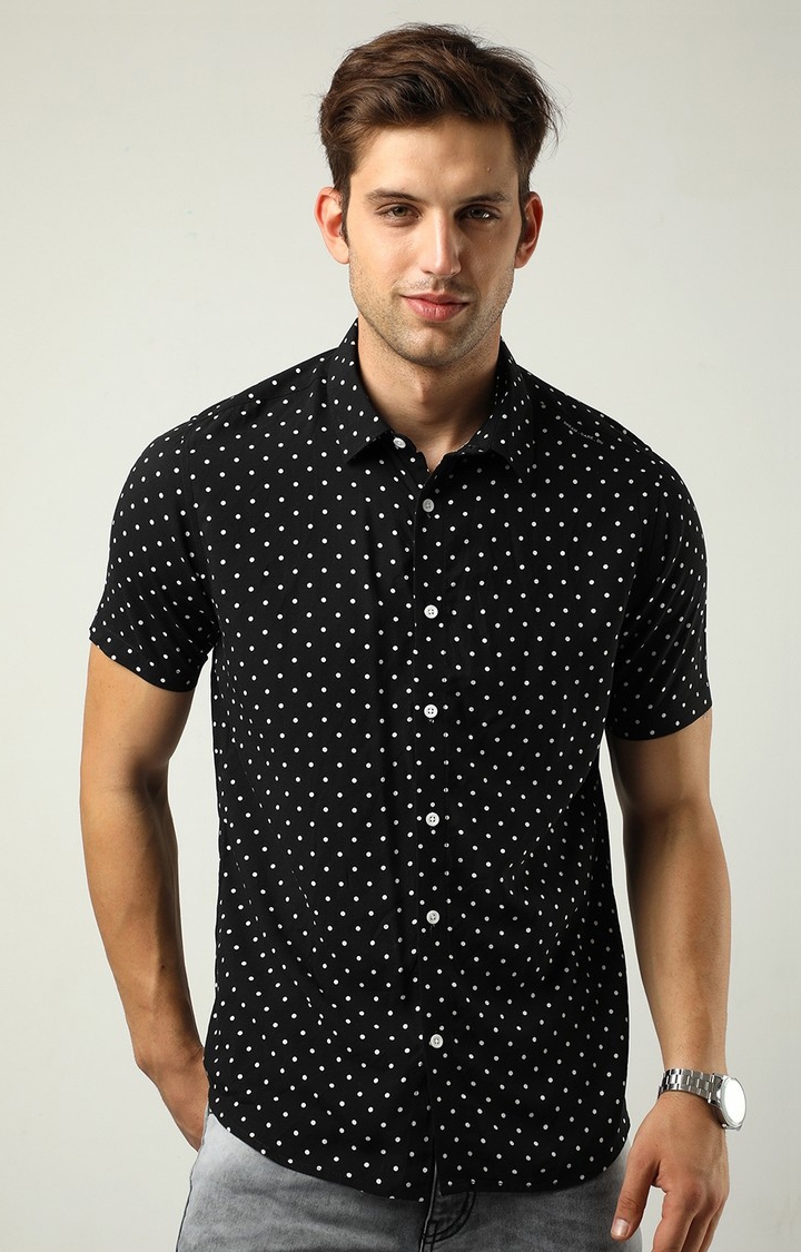 Men's Black Printed Casual Shirt