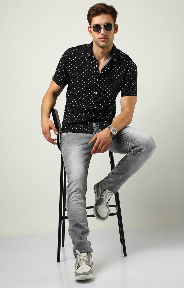 Men's Black Printed Casual Shirt