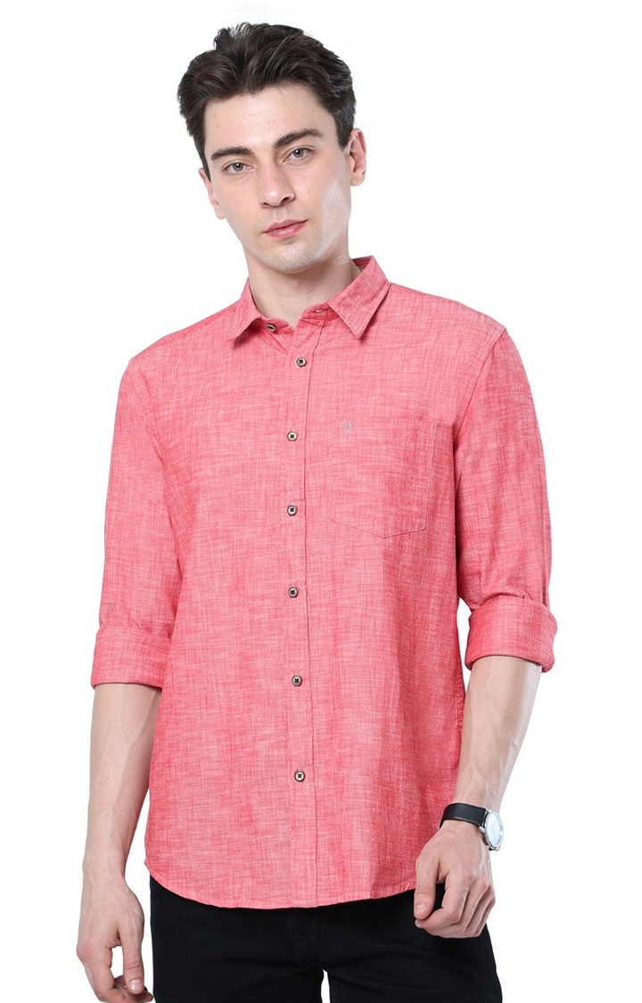 VUDU | Men's Red Solid Casual Shirt