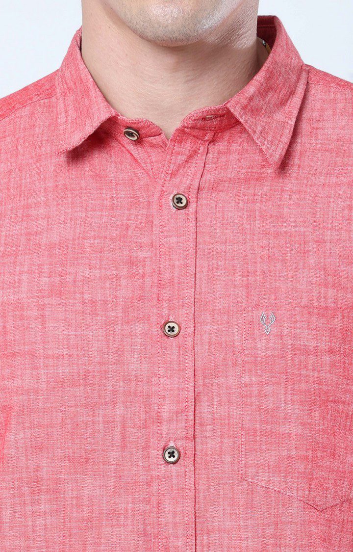 Men's Red Solid Casual Shirt