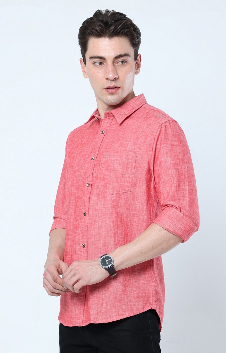 Men's Red Solid Casual Shirt