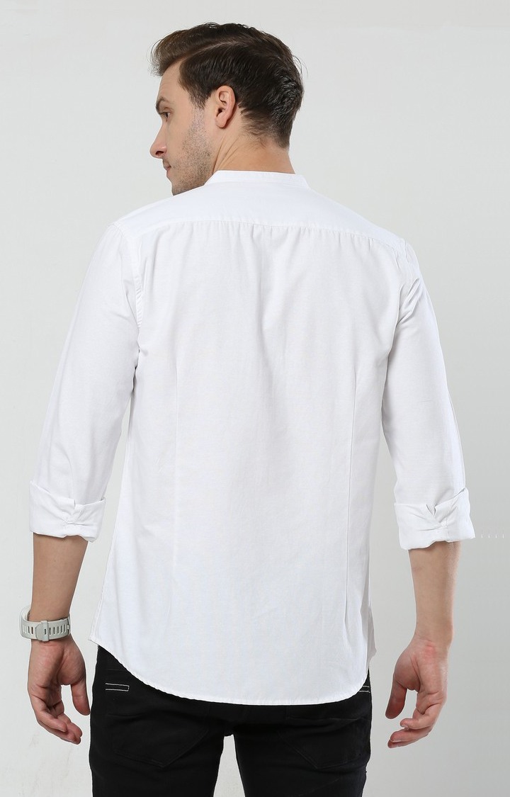 Men's White Solid Casual Shirt