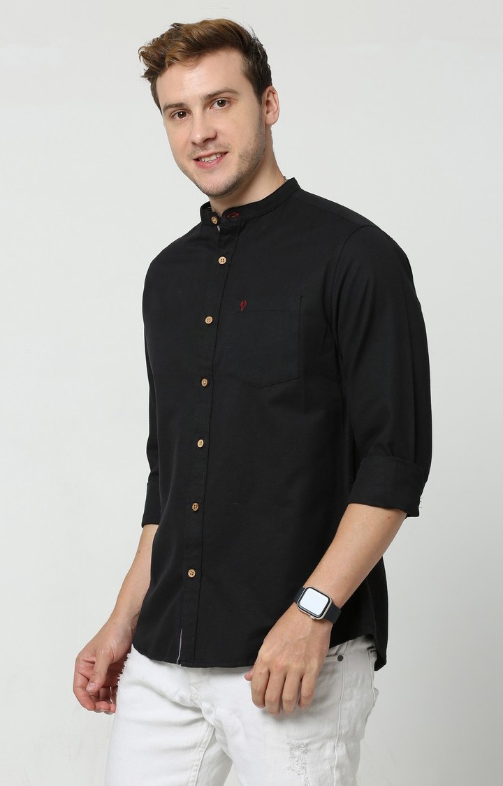 Men's Black Solid Casual Shirt