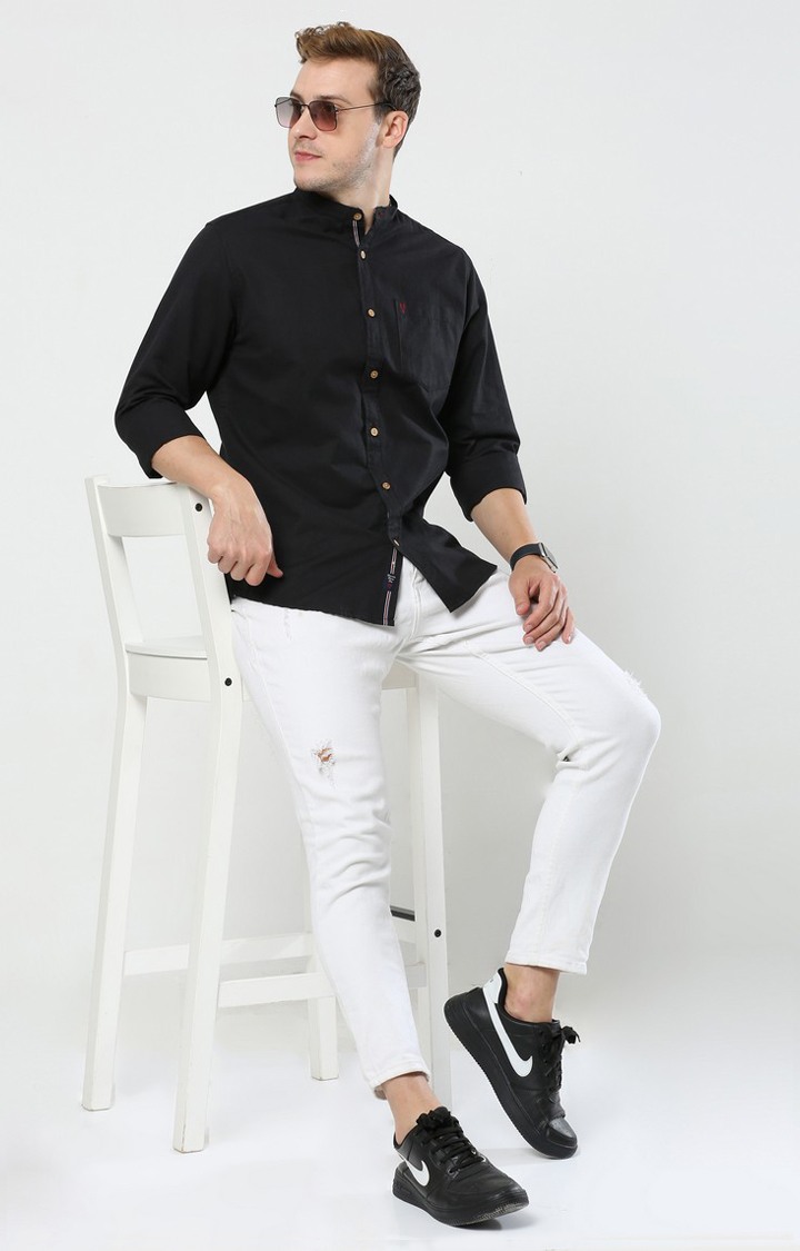 Men's Black Solid Casual Shirt