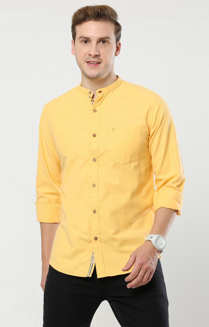 Men's Yellow Solid Casual Shirt