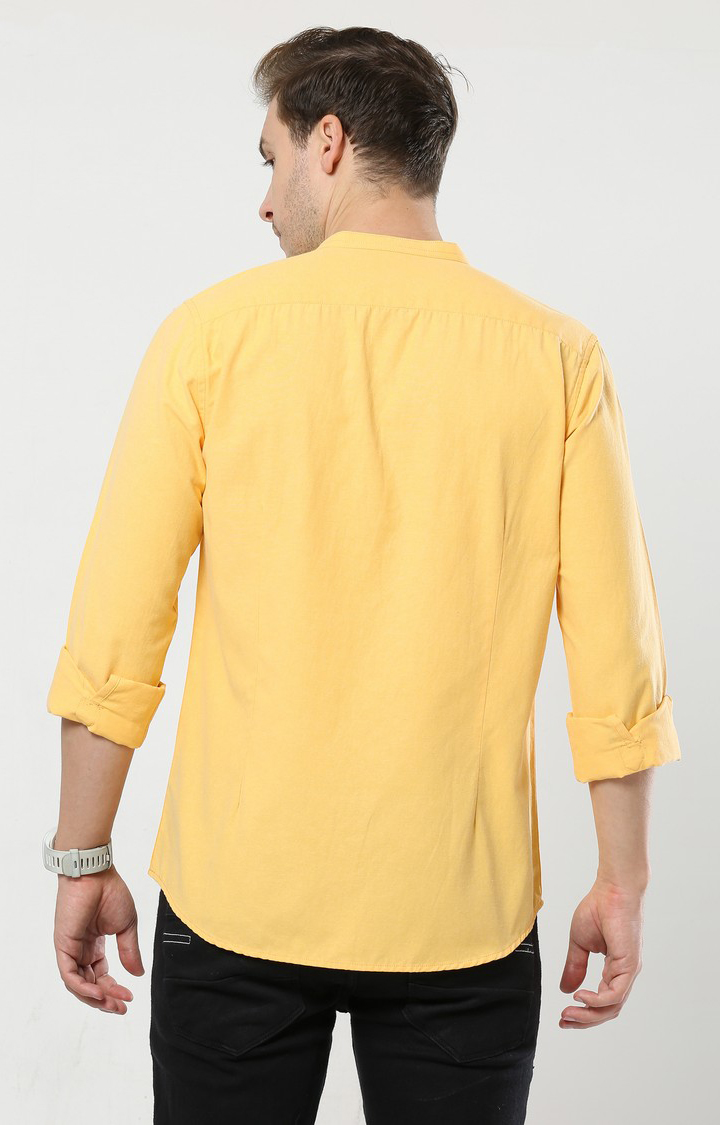 Men's Yellow Solid Casual Shirt