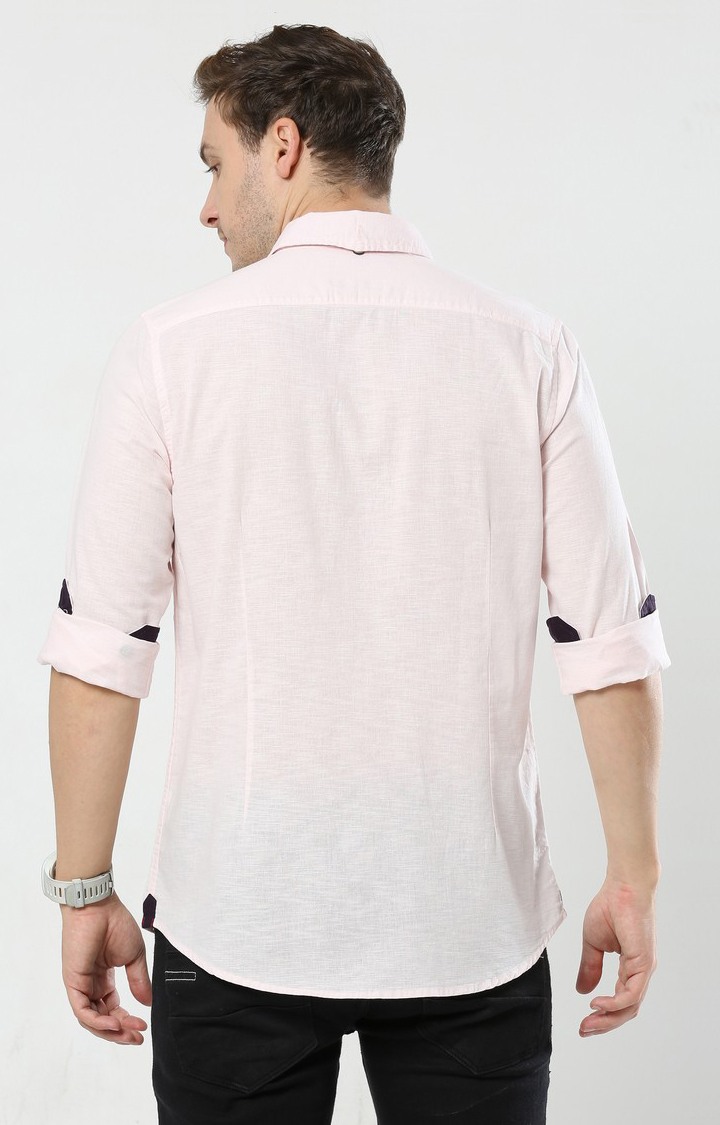 Men's Pink Solid Casual Shirt