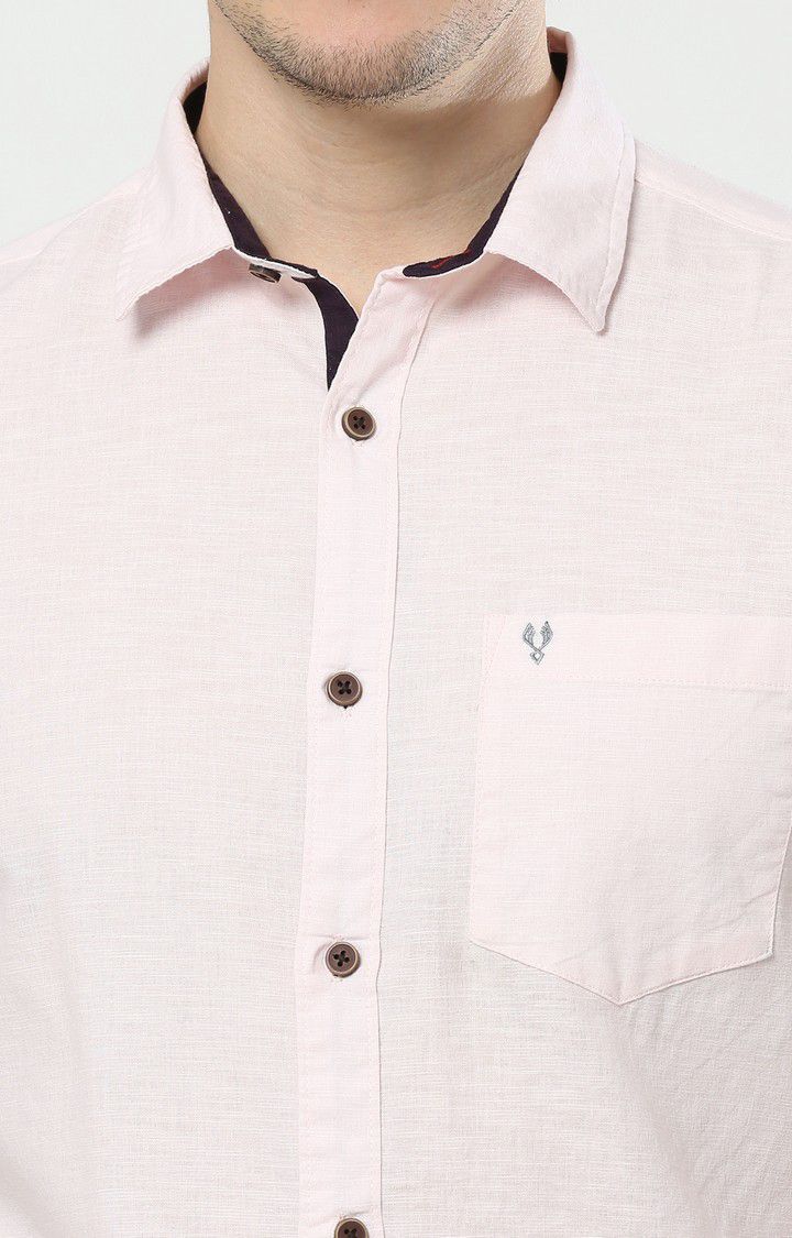 Men's Pink Solid Casual Shirt