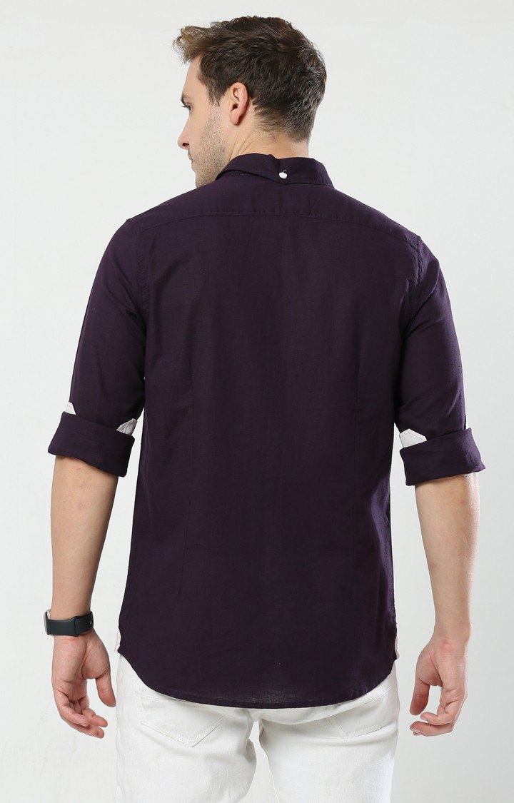 Men's Purple Solid Casual Shirt