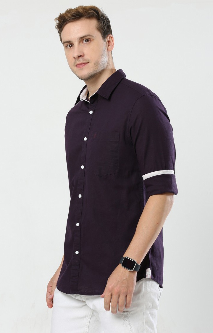 Men's Purple Solid Casual Shirt