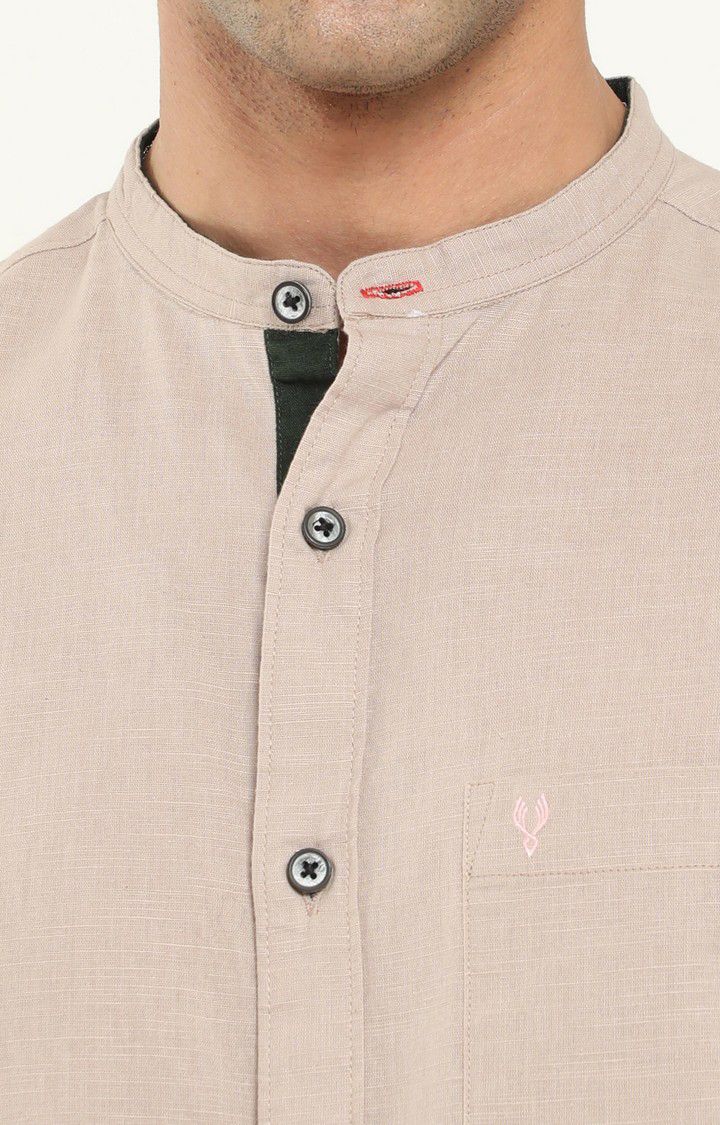 Men's Beige Solid Casual Shirt