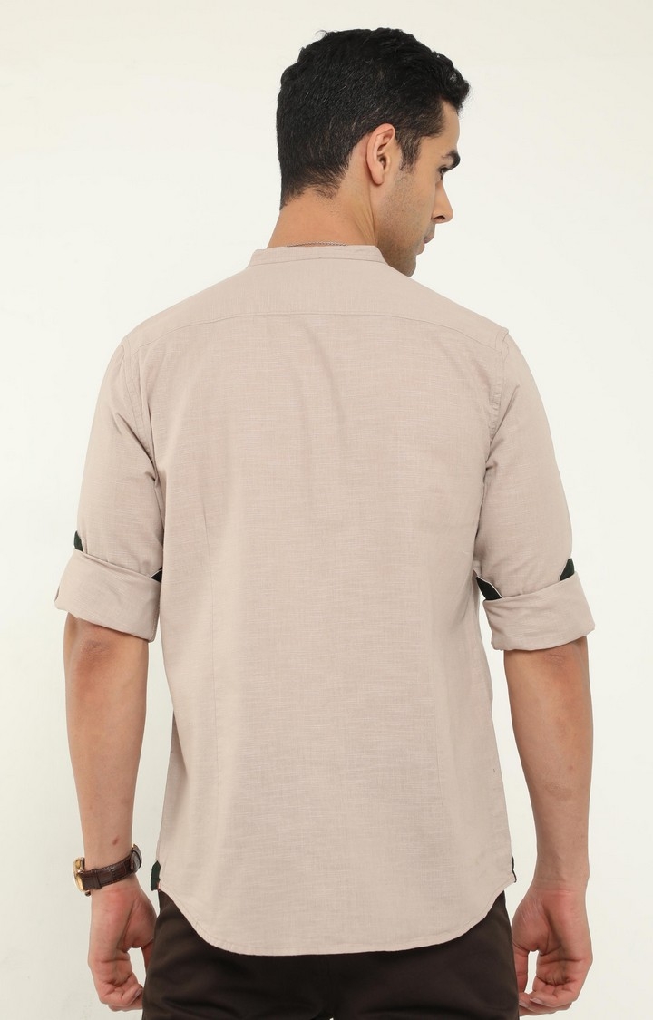Men's Beige Solid Casual Shirt