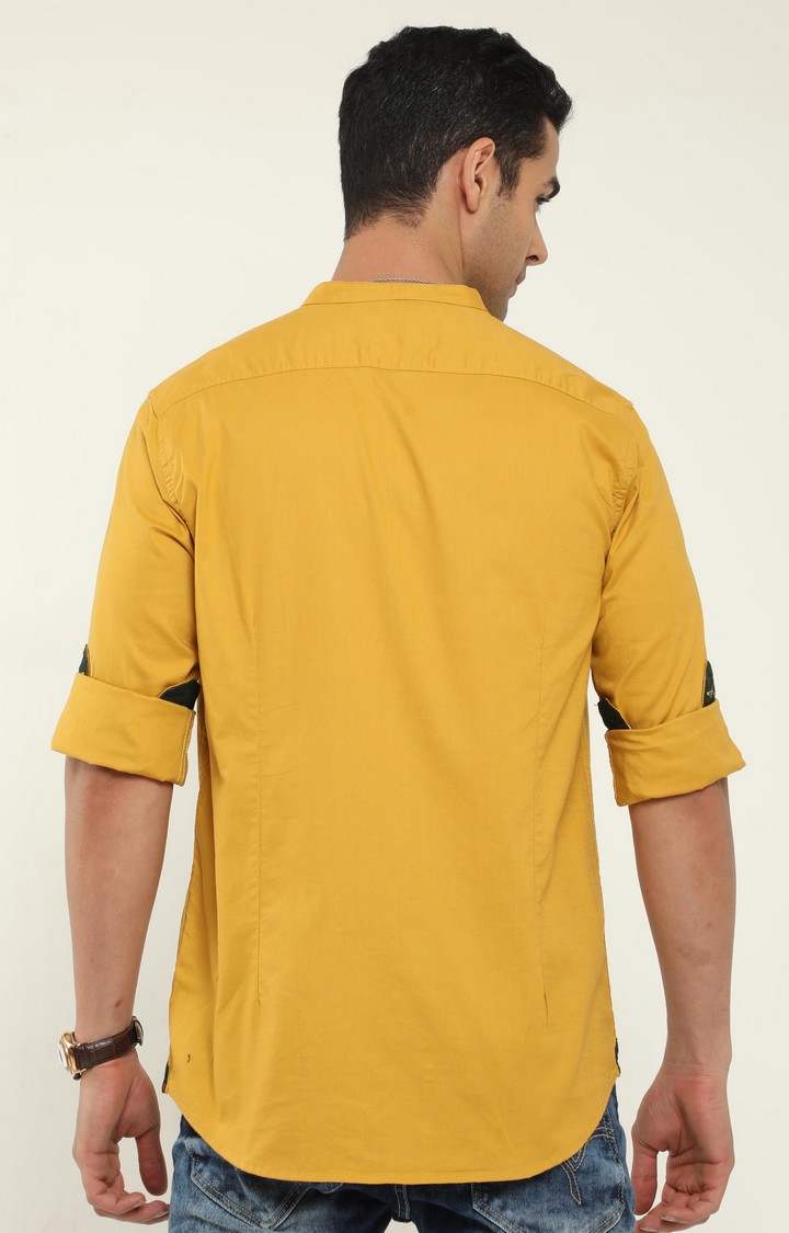 Men's Yellow Solid Casual Shirt