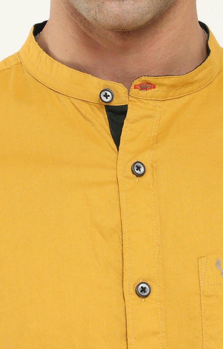Men's Yellow Solid Casual Shirt