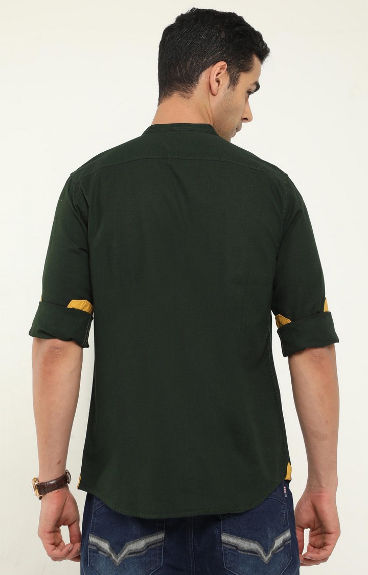 Men's Green Solid Casual Shirt