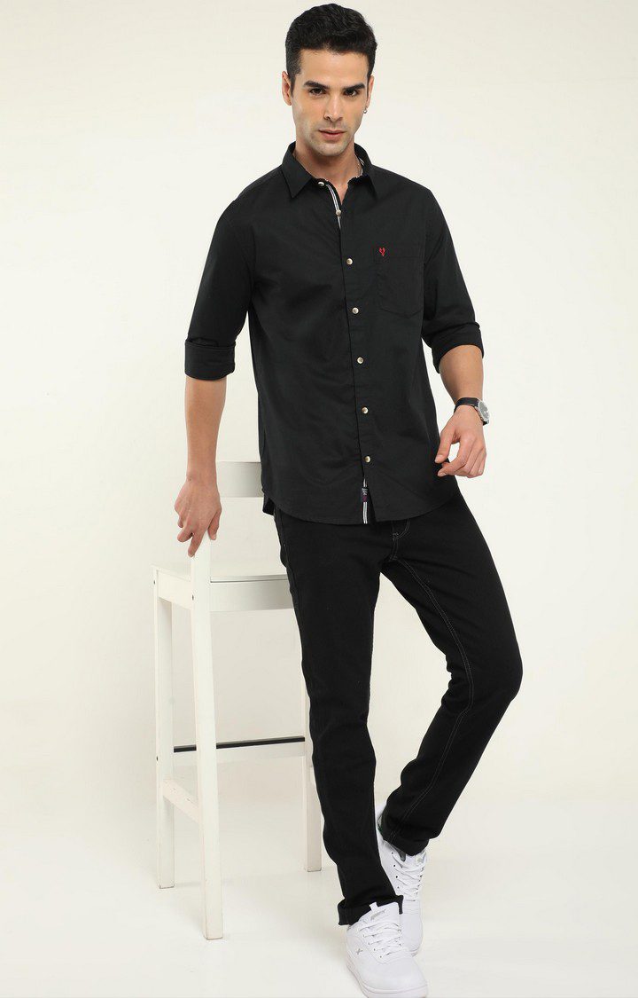 Men's Black Solid Casual Shirt