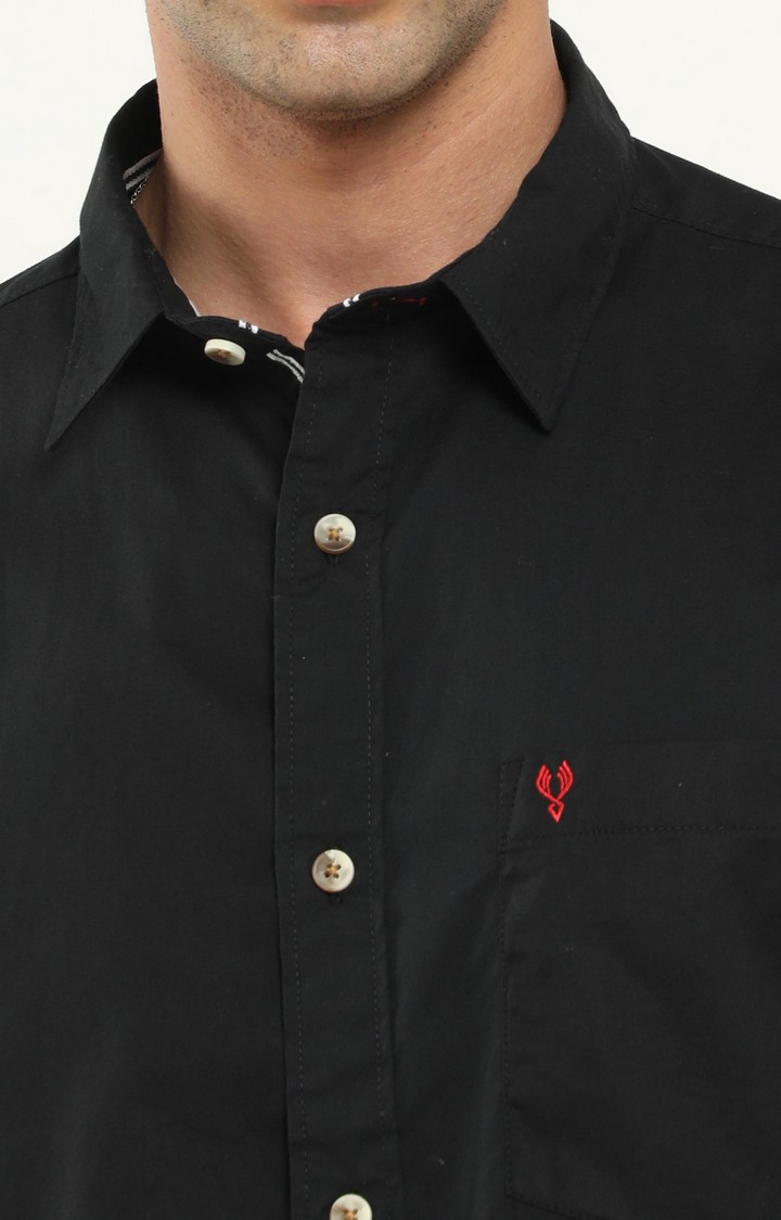 Men's Black Solid Casual Shirt