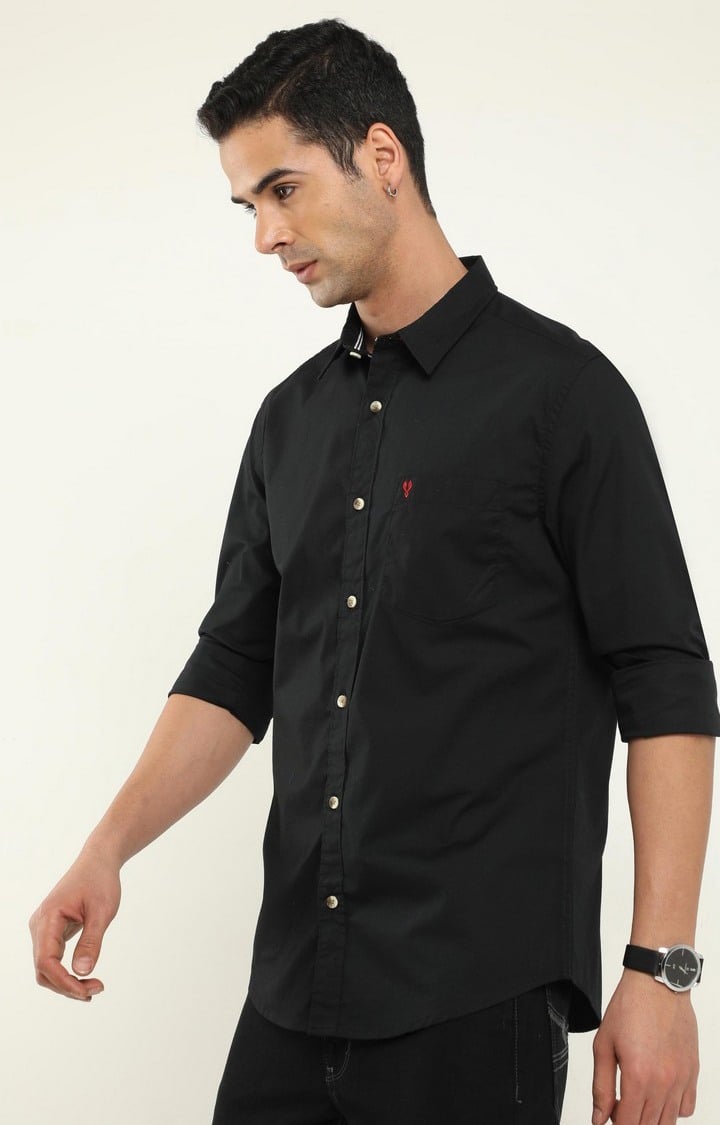 Men's Black Solid Casual Shirt