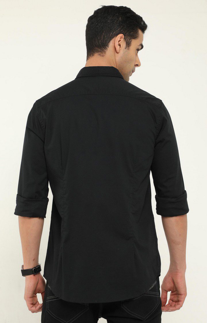 Men's Black Solid Casual Shirt