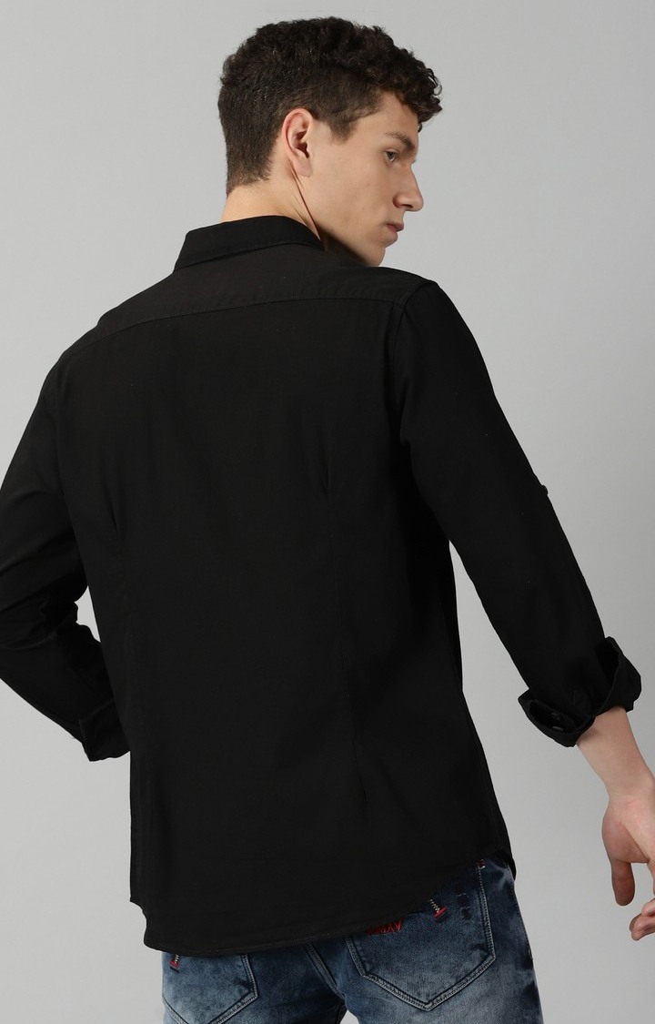 Men's Black Solid Casual Shirt