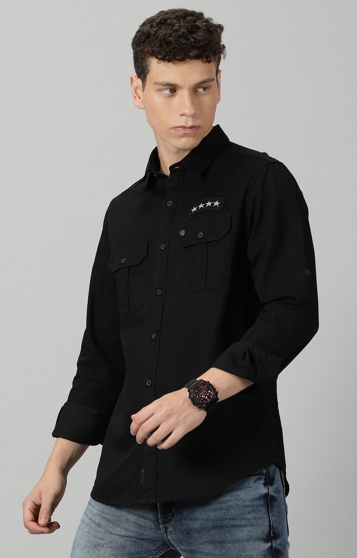 Men's Black Solid Casual Shirt