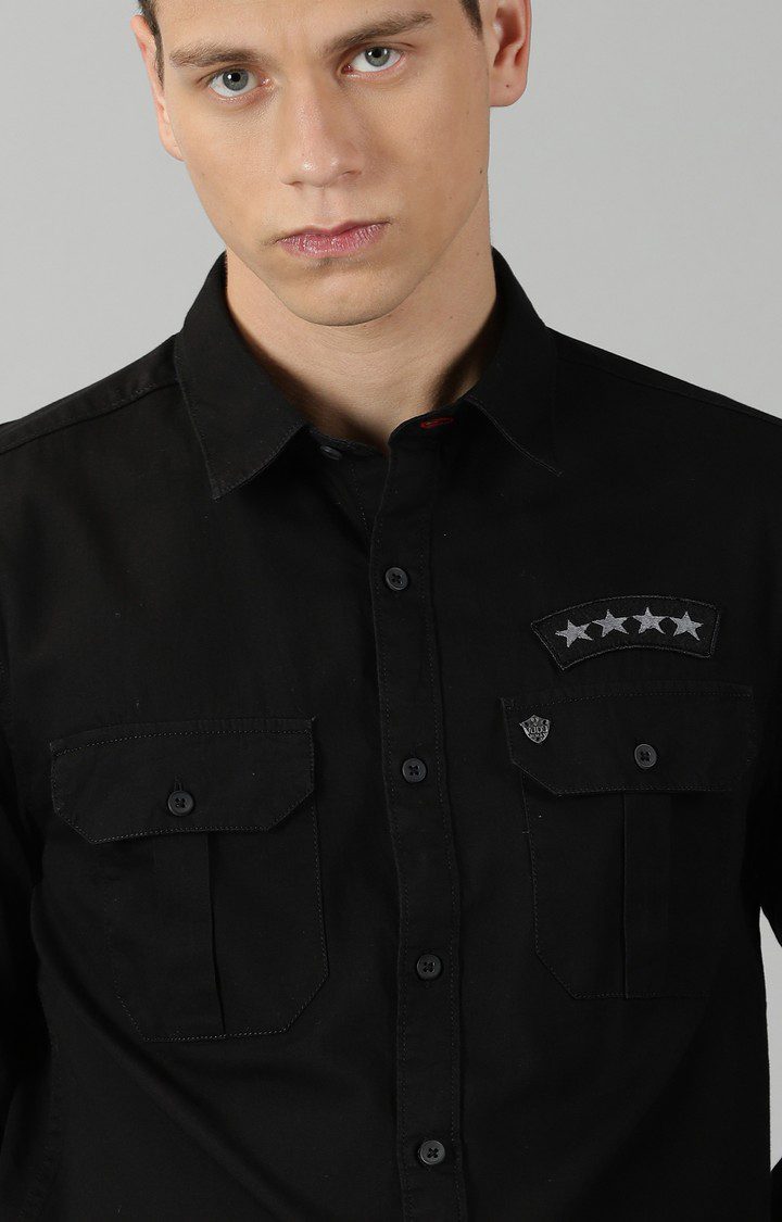 Men's Black Solid Casual Shirt