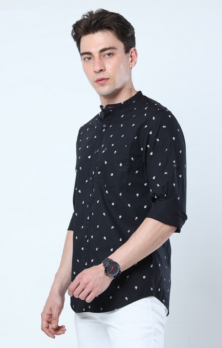 Men's Black Printed Casual Shirt