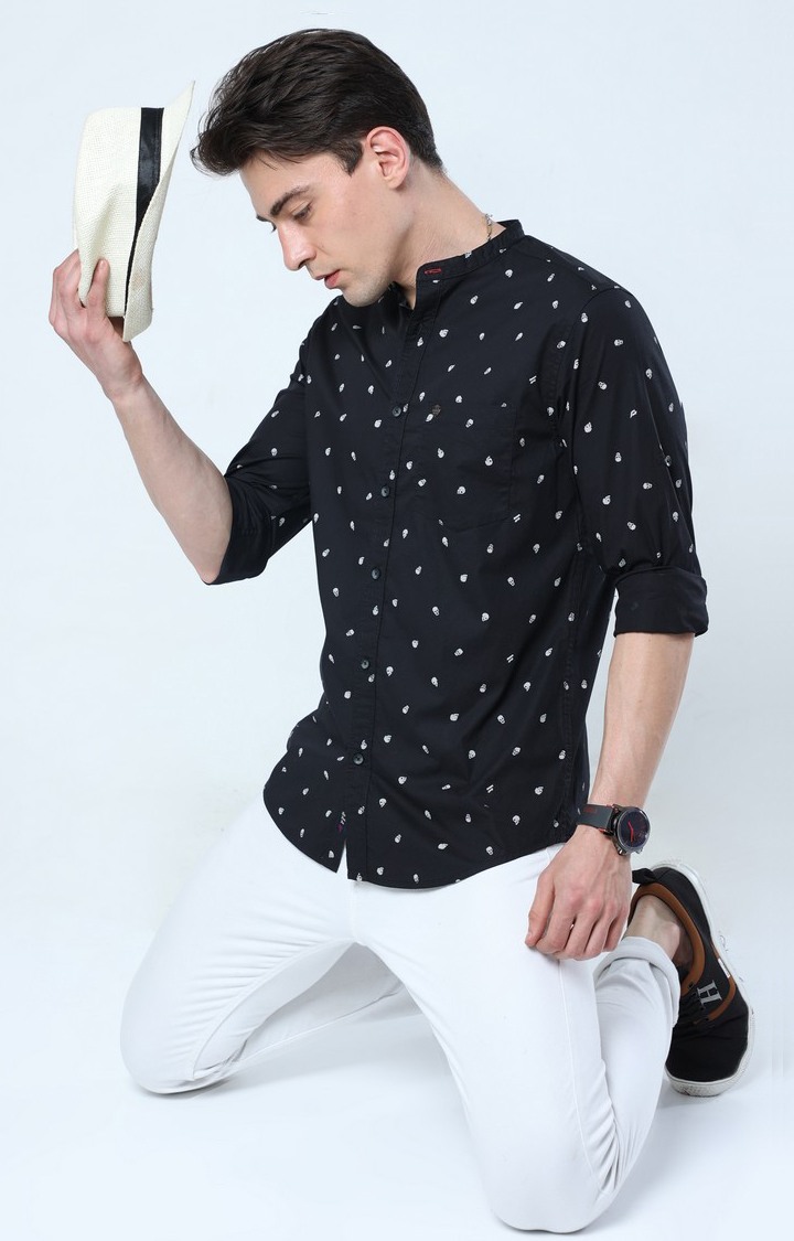 Men's Black Printed Casual Shirt