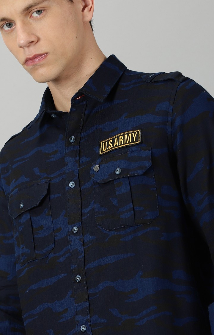 Men's Navy Camouflage Casual Shirt