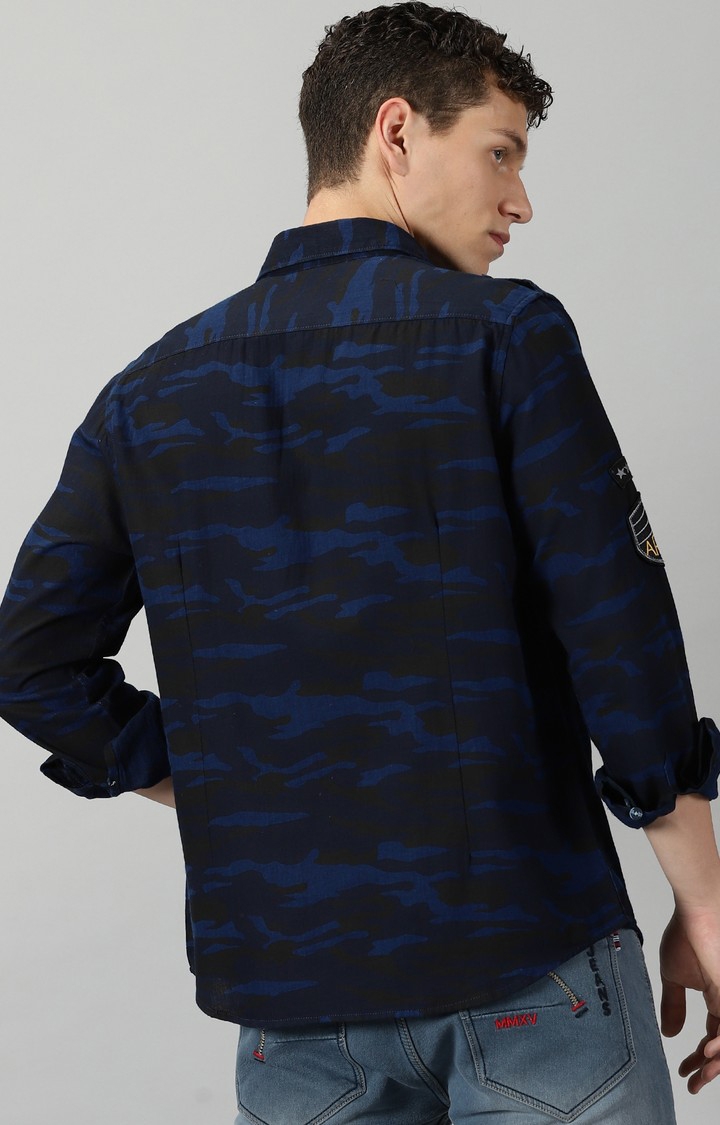 Men's Navy Camouflage Casual Shirt
