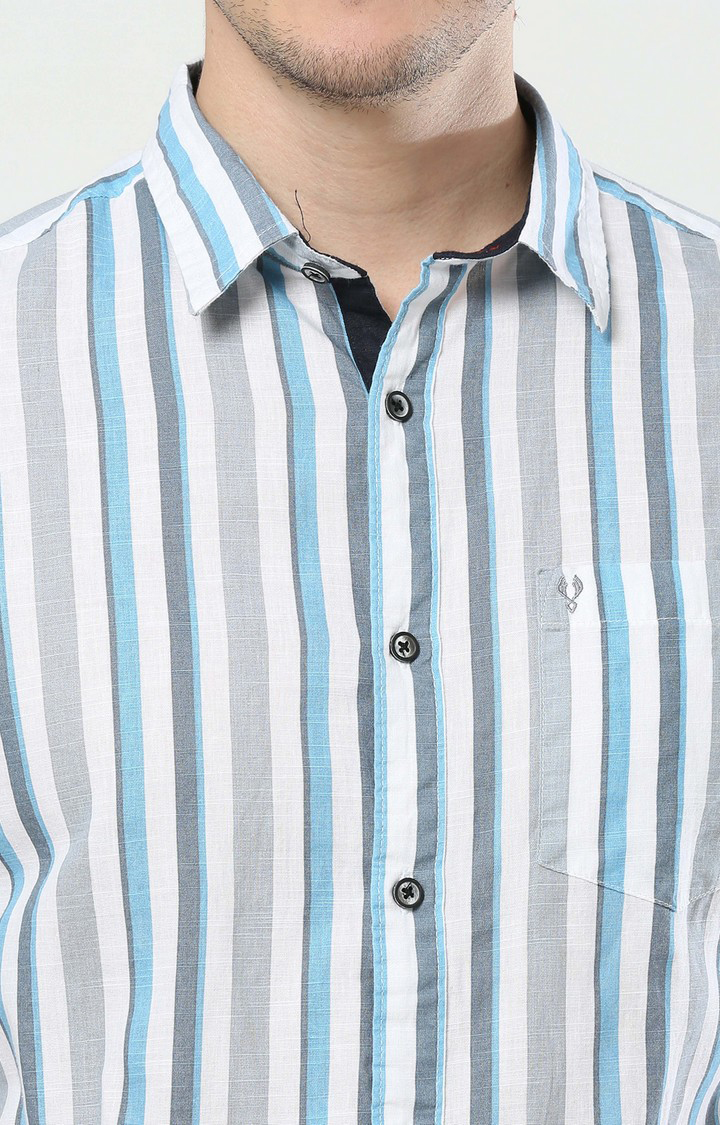 Men's Blue Striped Casual Shirt